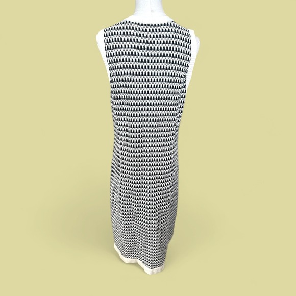 Talbots Womens Black‎ White Geometric Knit Sleeveless Button Front Dress Size L - Picture 4 of 12